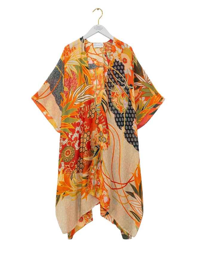 One Hundred Stars Fan Print Kimono, , large