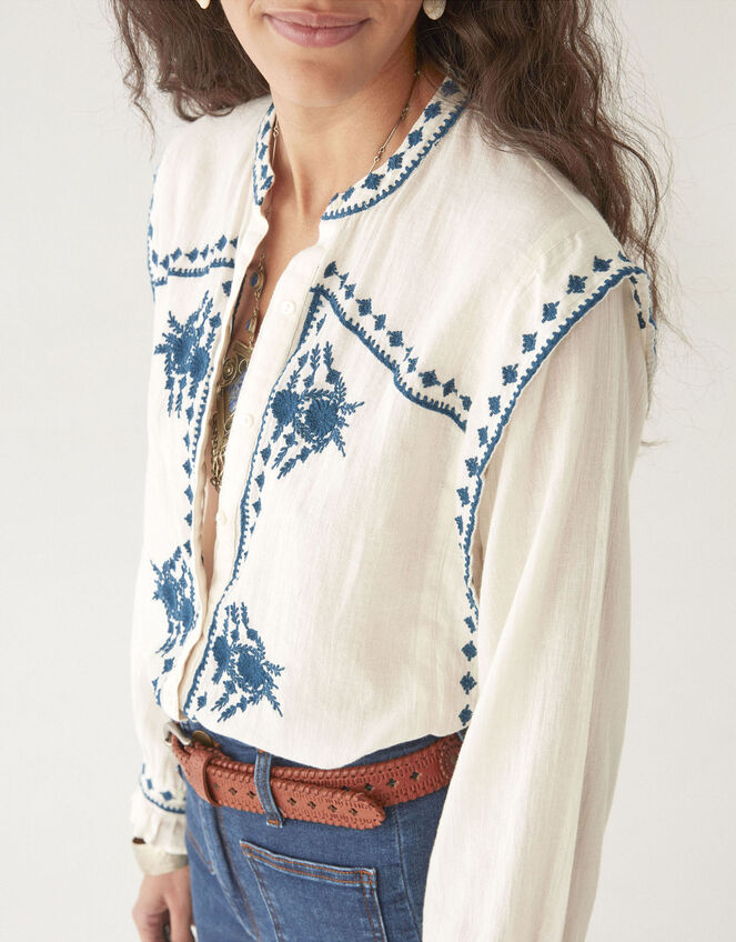 Maison Hotel Phillipa Embroidered Blouse, White (WHITE), large