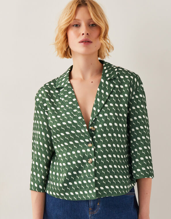 Maren Geometric Print Shirt, Green (GREEN), large