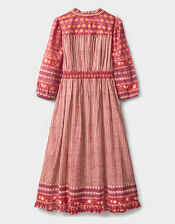 East Devyn Hand Woodblock Cotton Dress, Pink (PINK), large