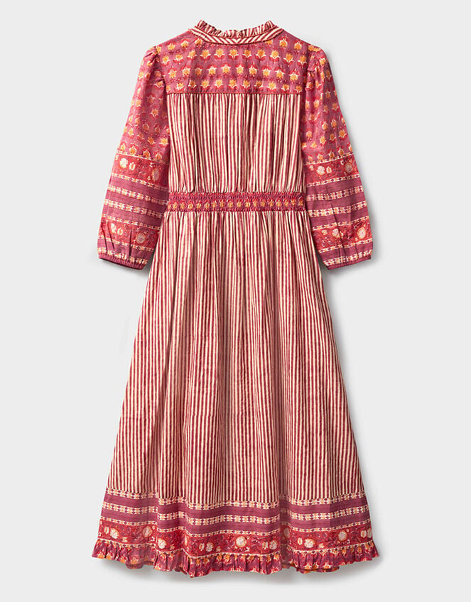 East Devyn Hand Woodblock Cotton Dress, Pink (PINK), large