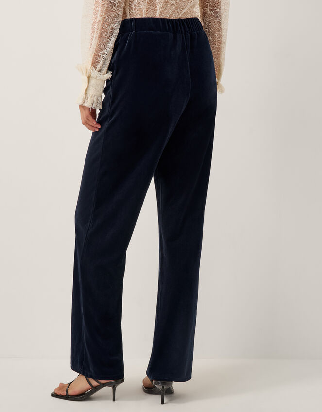 Mila Straight Velvet Trousers, Blue (MIDNIGHT), large