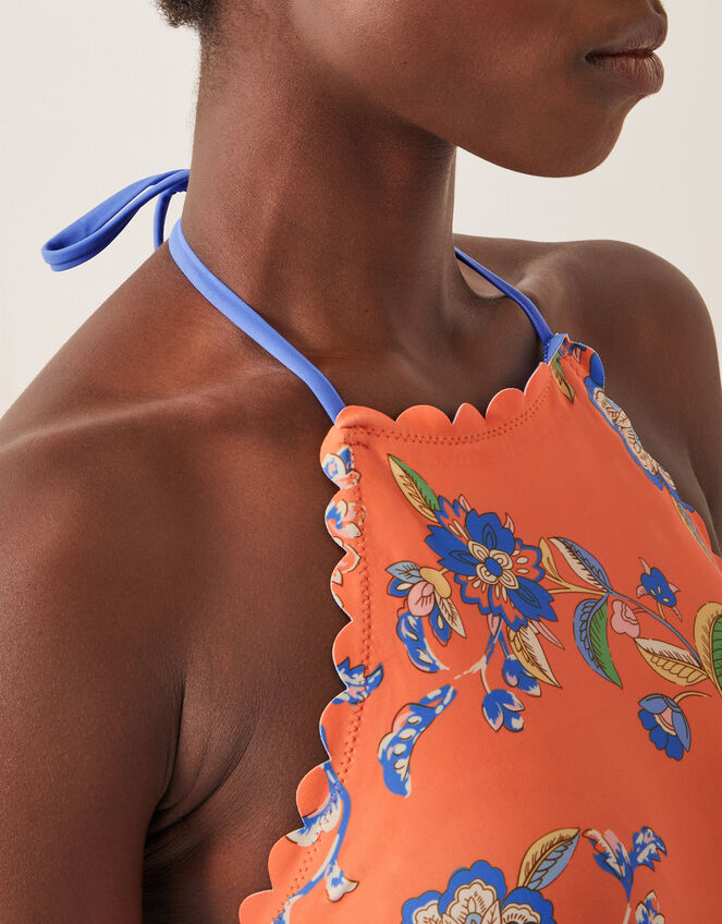 Kaia Floral Halter Swimsuit Orange