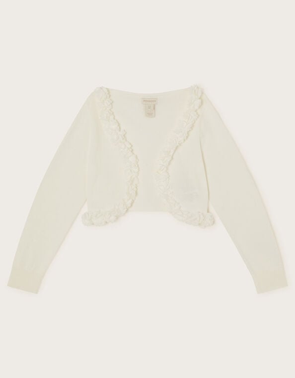 Flora Corsage Trim Cardigan, Ivory (IVORY), large