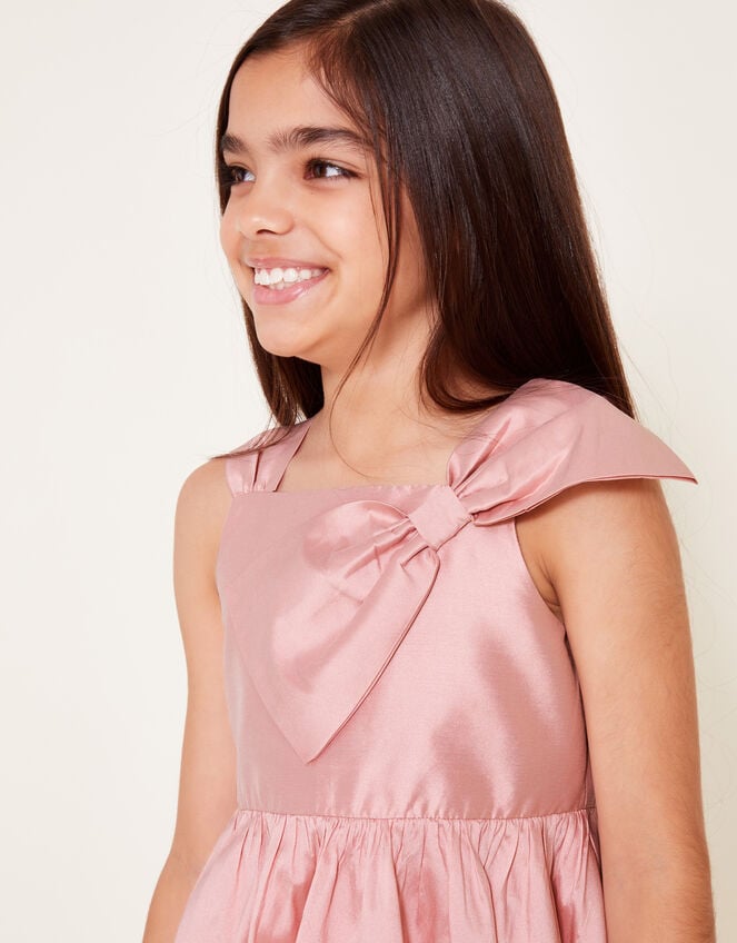 Freya Bow Detail Taffeta Dress, Pink (PINK), large