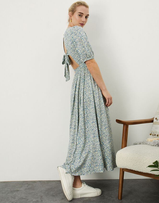 Ditsy Print Midi Dress in LENZING™ ECOVERO™, Blue (BLUE), large
