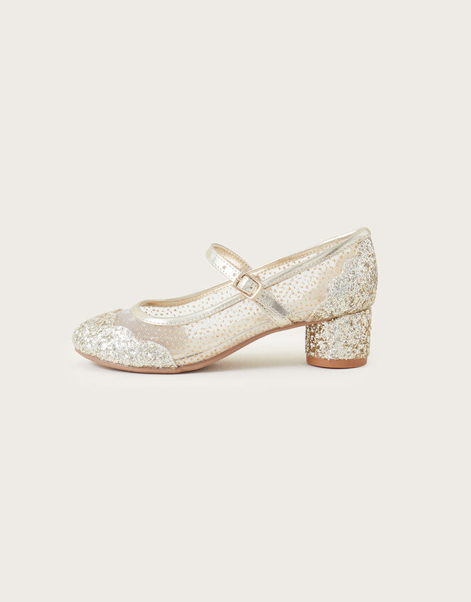 Annabelle Glitter Mesh Heels, Gold (GOLD), large