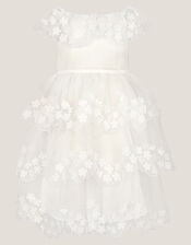 Rebecca Appliqu&eacute; Floral Scallop Dress, Ivory (IVORY), large