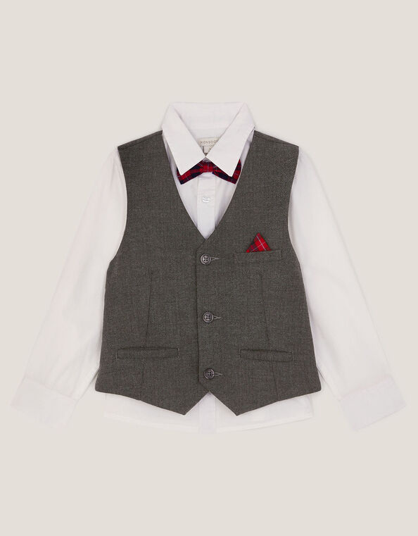 3-Piece Waistcoat & Shirt, Grey (GREY), large