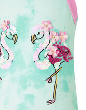 Sequin Flamingo Swimsuit, Blue (TURQUOISE), large