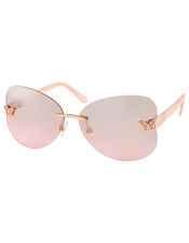 Rhea Rimless Butterfly Sunglasses, , large