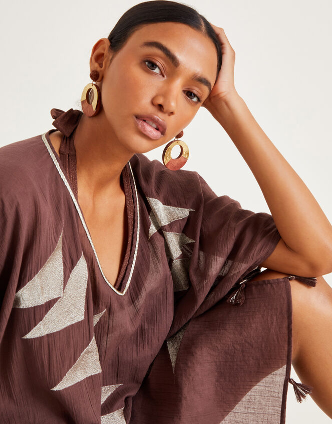 Patti Embroidered Kaftan, Brown (BROWN), large