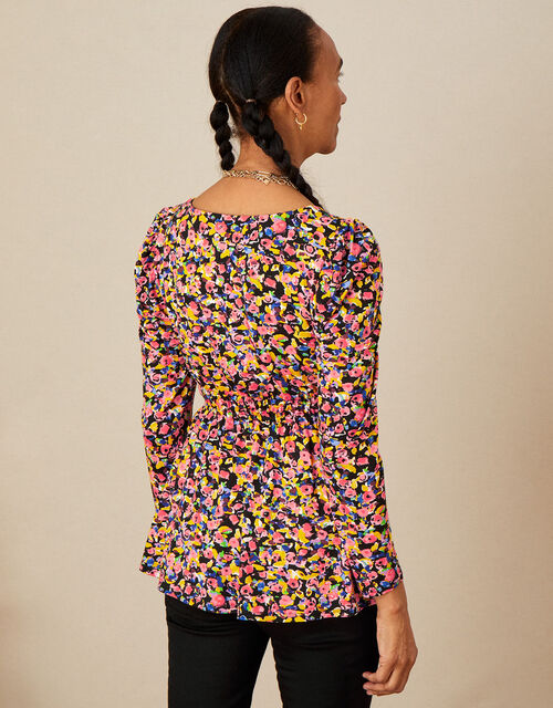 Floral Print Long Sleeve Jersey Top, Multi (MULTI), large