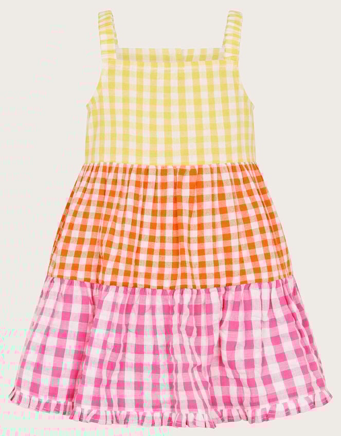 Baby Gingham Colour Block Dress, Multi (MULTI), large