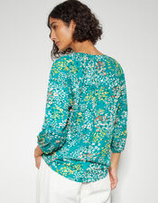 Micola Floral Jersey Top, Teal (TEAL), large