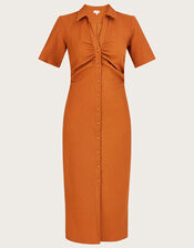 Button Through Jersey Shirt Dress, Orange (RUST), large