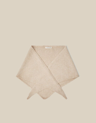 Fae Knitted Triangle Scarf, Natural (NATURAL), large