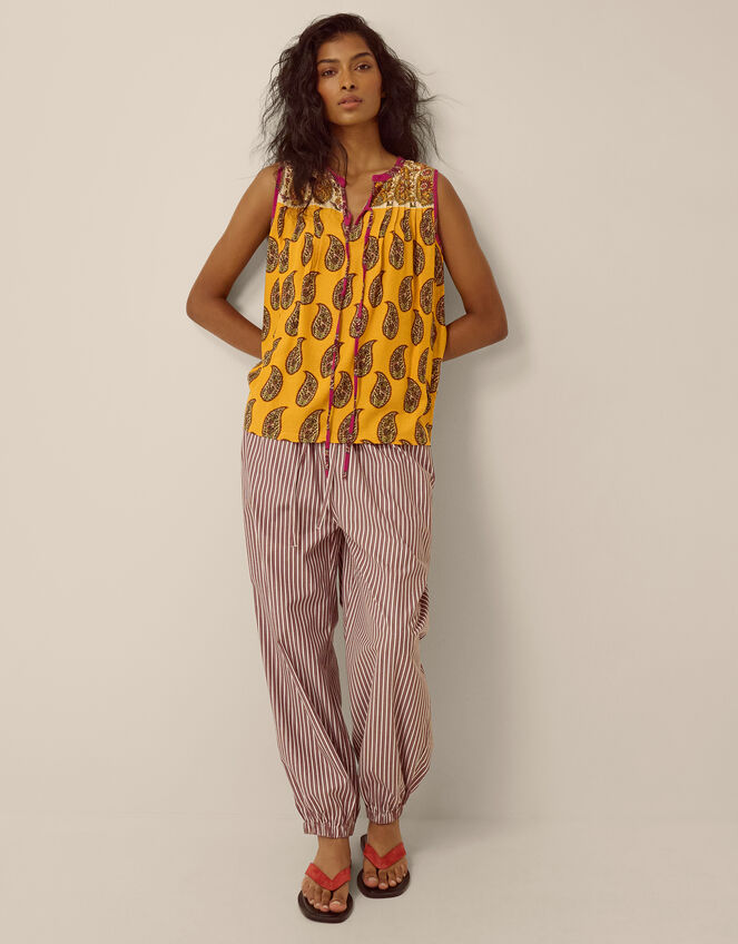 Magdalena Sleeveless Paisley Top Yellow