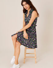 Katie Ditsy Floral Belted Shirt Dress, Blue (NAVY), large
