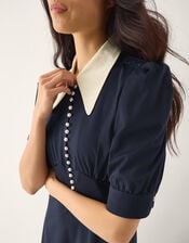 Clay Collar Jersey Midi Dress, Blue (NAVY), large