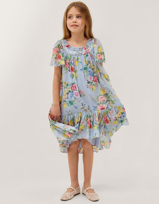 Lemon Rose Print Party Dress, Multi (MULTI), large