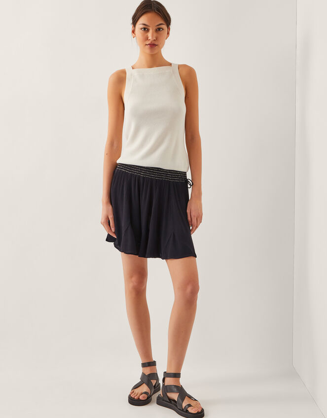 Heidi Metallic Shirred Shorts Black