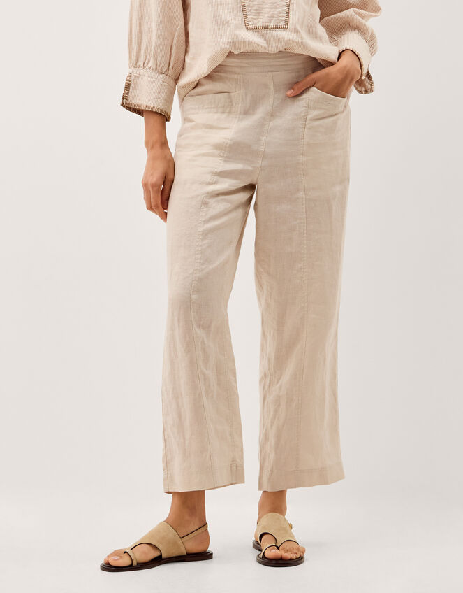 Lucy Short Straight Leg Linen Trousers, Natural (NATURAL), large
