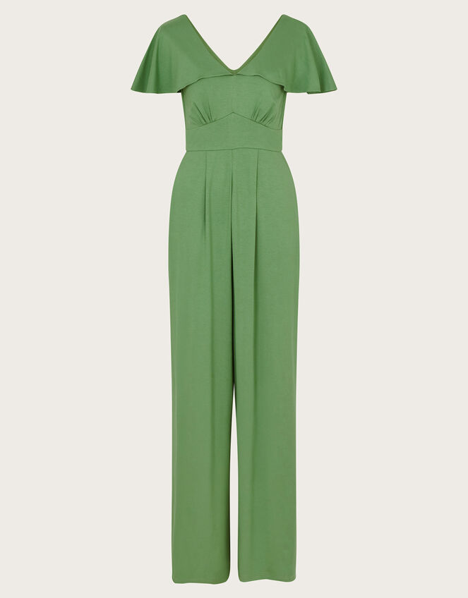 Ronda Ruffle Jersey Jumpsuit, Green (GREEN), large