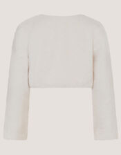 Lara Bow Faux Fur Cardigan, Ivory (IVORY), large