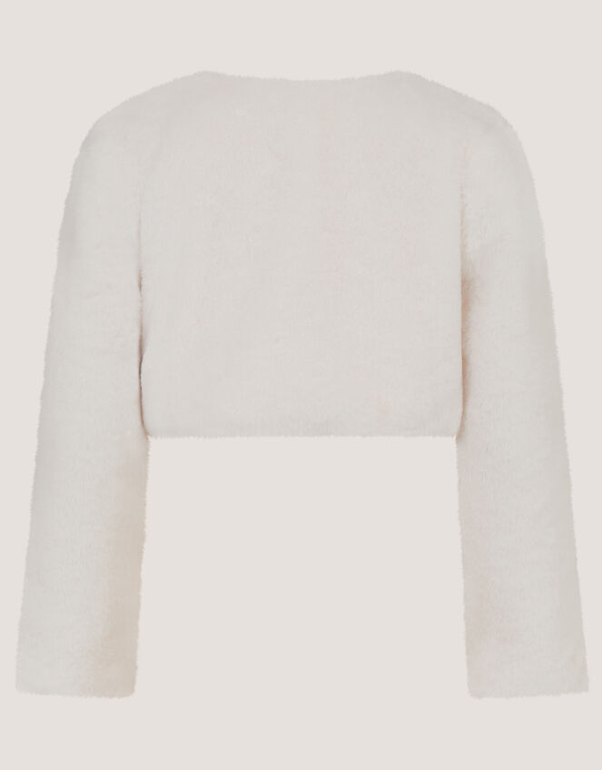 Lara Bow Faux Fur Cardigan, Ivory (IVORY), large