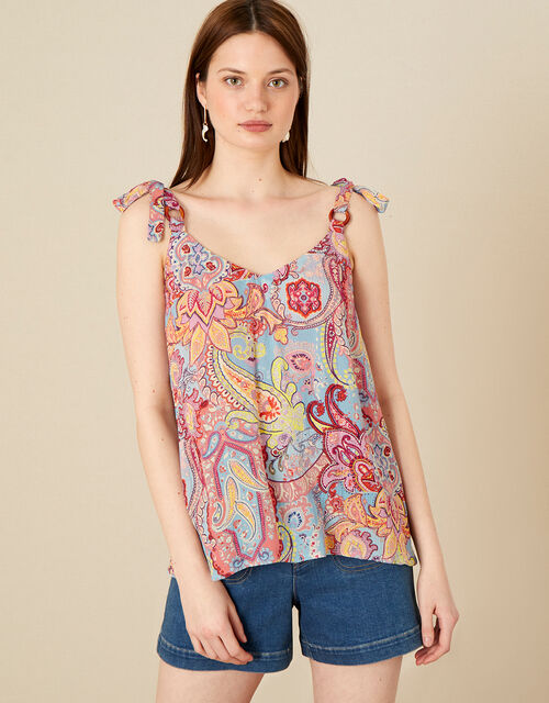Paisley Print Cami in LENZING™ ECOVERO™, Blue (BLUE), large