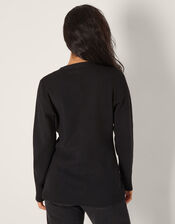 Coleen Plain Cardigan, Black (BLACK), large