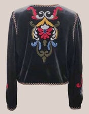 Traffic People Folklore Embroidered Velvet Jacket, Black (BLACK), large