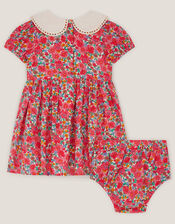 Baby Floral Puff Sleeve Dress & Knickers Set, Pink (PINK), large