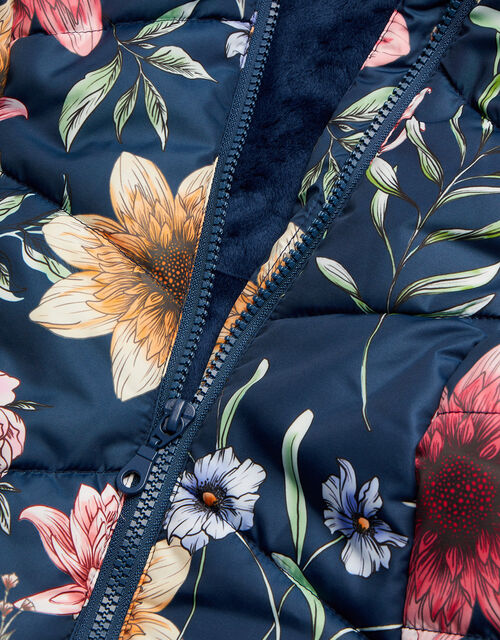 Sketchy Floral Padded Coat, Blue (NAVY), large