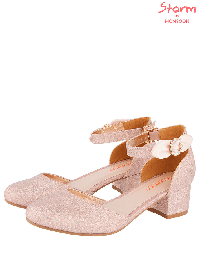 Shimmer Bow TwoPart Heels Pink