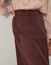 Rowan A-Line Faux Suede Midi Skirt, Brown (CHOCOLATE), large