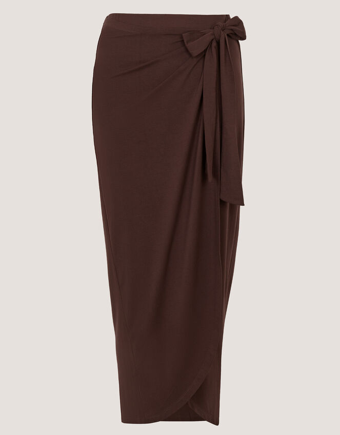 Callie Thorpe x Monsoon Jersey&nbsp;Sarong Skirt, Brown (BROWN), large