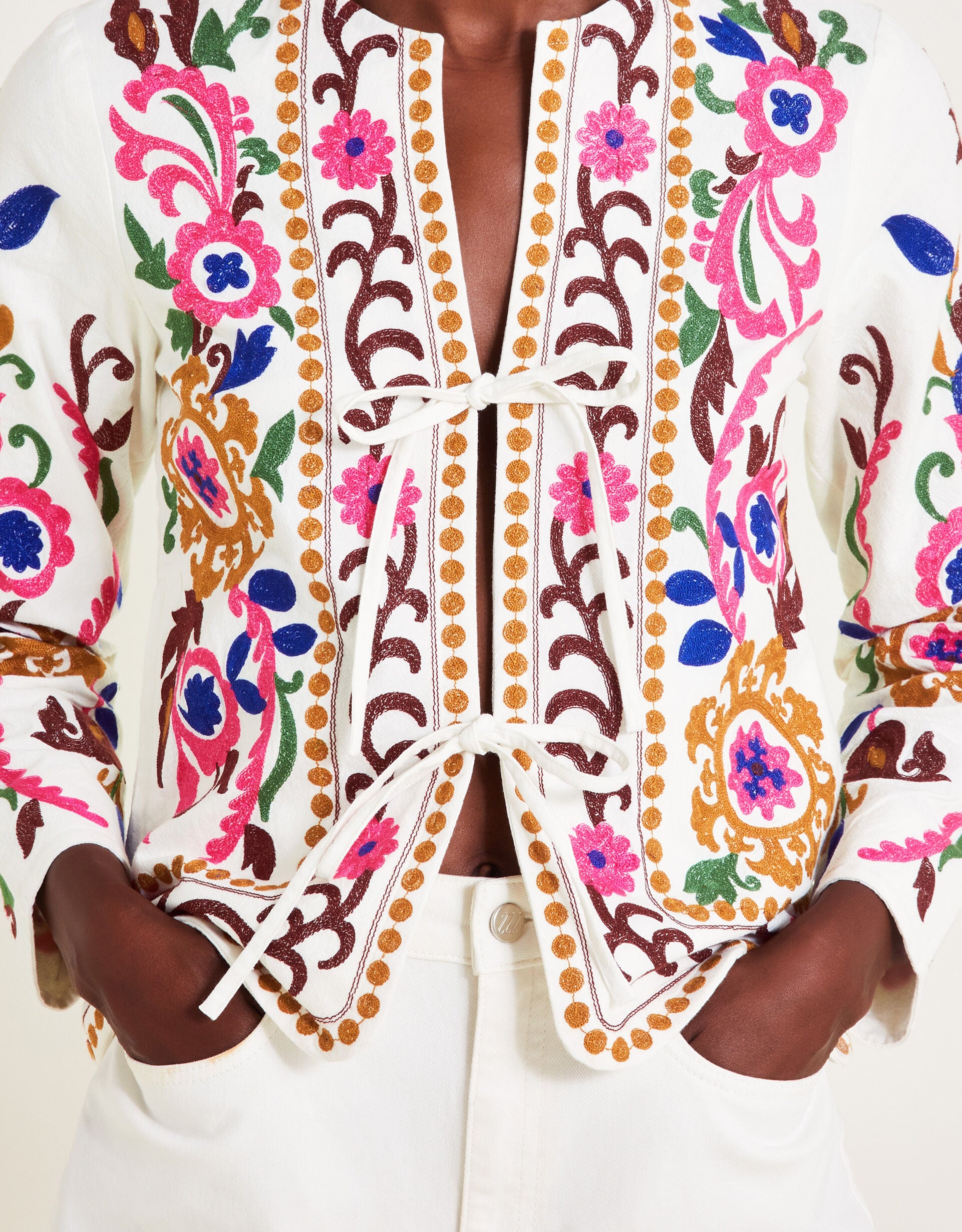 Erica Embroidered Jacket Ivory
