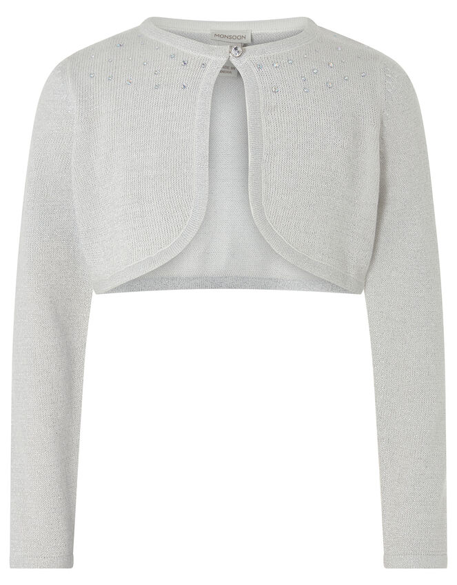 Niamh Crystal Knitted Cardigan, Silver (SILVER), large