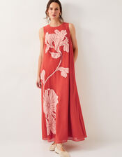 Kathleen Embroidered Maxi Dress, Orange (RUST), large