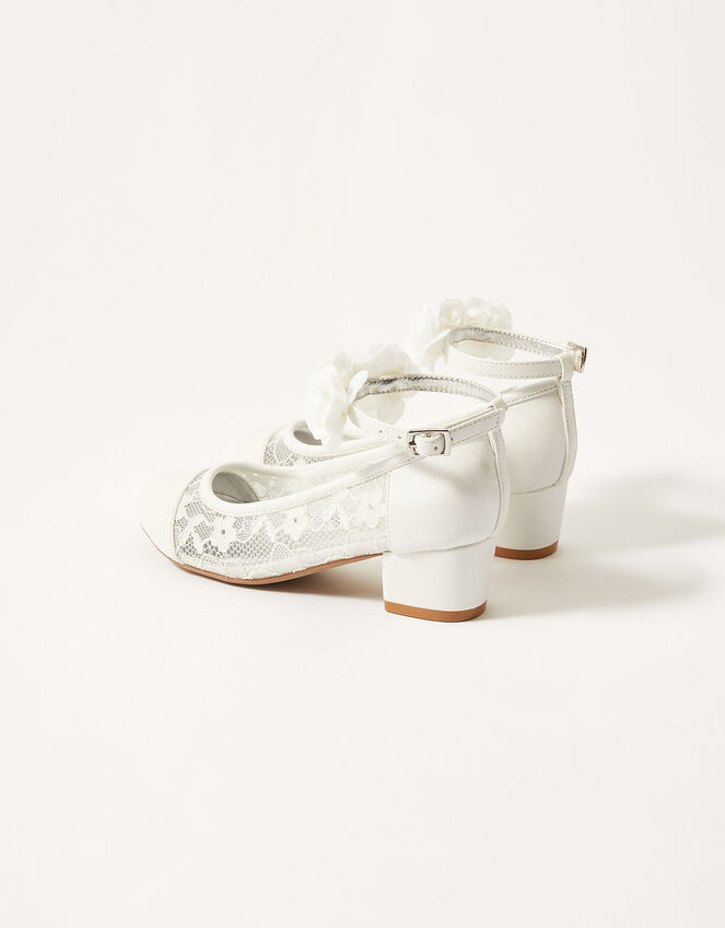 Flower Strap Lace Princess Shoes, Ivory (IVORY), large