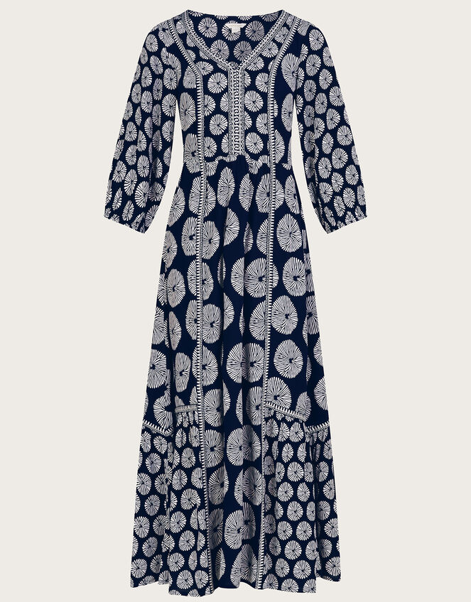 Ashoka Circle Print Midi Dress in LENZING™ ECOVERO™, Blue (NAVY), large