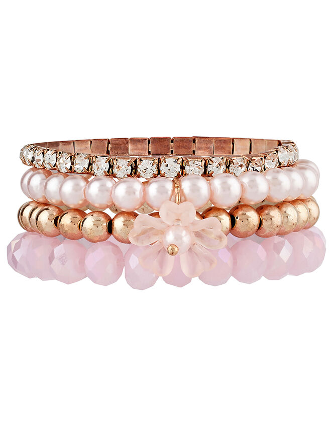 Frosted Flower Beaded Bracelet Set, , large