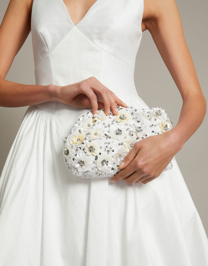 Mia Floral Embellished Clutch Bag, , large