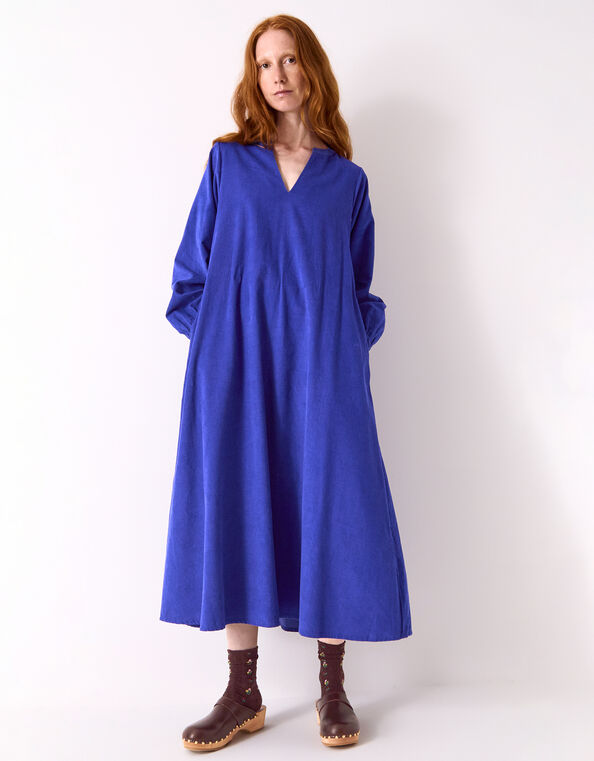 East Mahi Tie Corduroy Midi Dress, Blue (BLUE), large