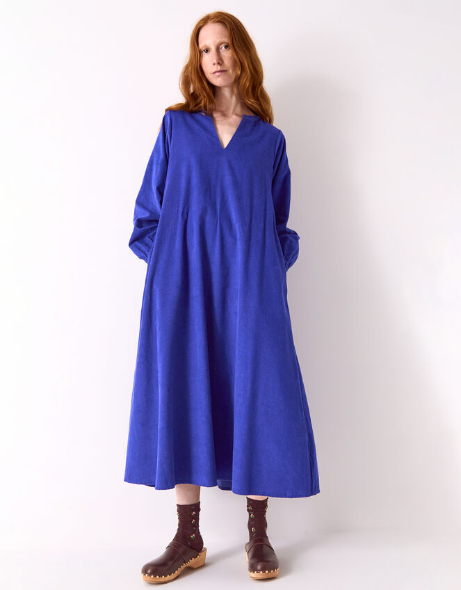 East Mahi Tie Corduroy Midi Dress, Blue (BLUE), large