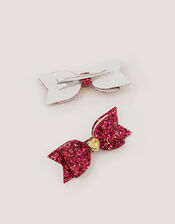 Glitter Bow Bag & Hair Clips Set, Red (CHERRY), large