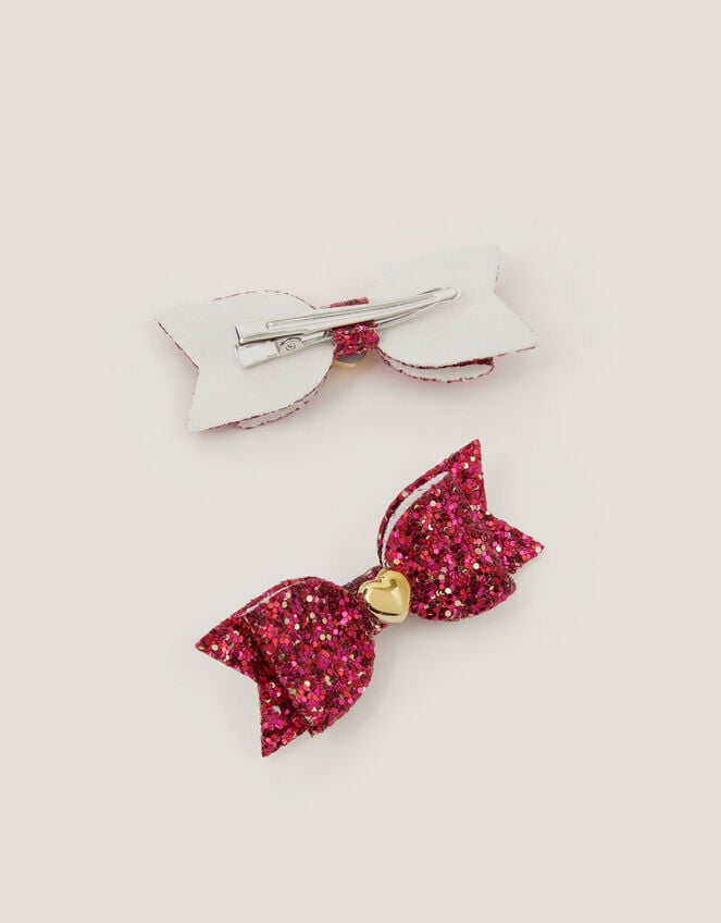 Glitter Bow Bag & Hair Clips Set, Red (CHERRY), large