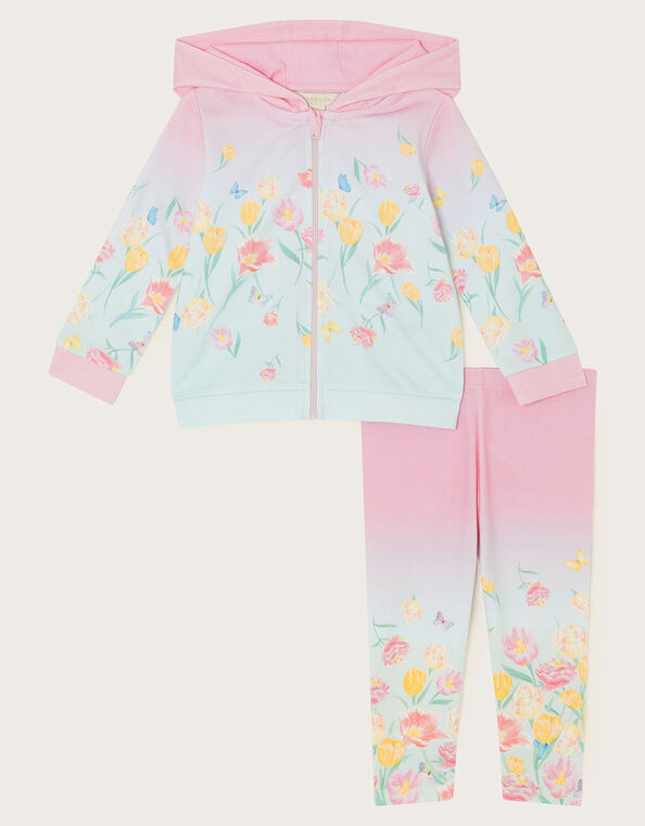 Baby Floral Ombre Hoody Set, Pink (PALE PINK), large